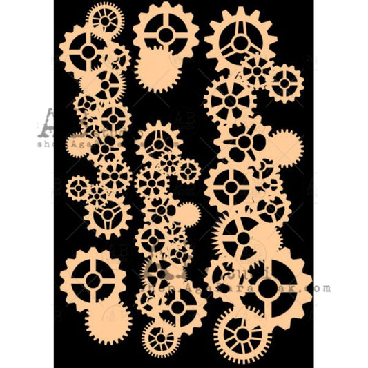 AB Studio Laser Cut HDF Chipboard 1/16" thick mixed media ID-306, Gears Garland, Scrapbooking, Card making 5-piece set