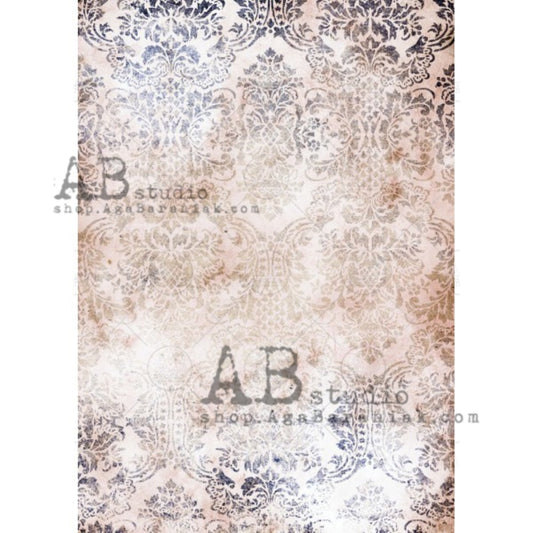 AB Studio Vintage Style Damask Design #0097 Size: A4 - 8.27 X 11.69 inches Rice Paper for Decoupage Imported from Poland