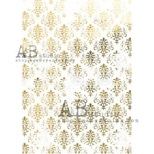 AB Studio Vintage Gold Design 0205 Size: A4 - 8.27 X 11.69 inches Rice Paper for Decoupage Imported from Poland