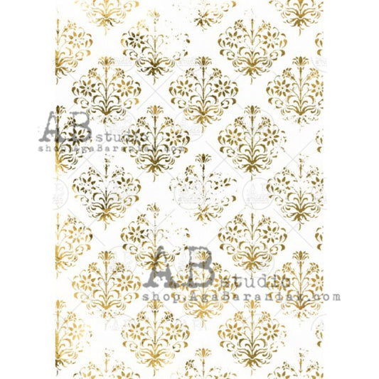 AB Studio Vintage Gold Design #0212 Size: A4 - 8.27 X 11.69 inches Rice Paper for Decoupage Imported from Poland
