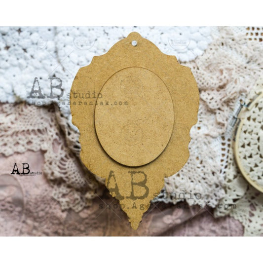 AB Studio Laser Cut HDF  Wood Base  with Overlay Ornament Blank 2 pc for Decoupage Crafts, Mixed Media, ID-3, 20cm x 12cm, 8 x 5