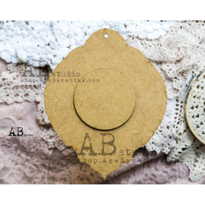 AB Studio Laser Cut HDF  Wood Base  Blank Brocante Overlay Ornament 2 piece for Decoupage Mixed Media ID-0005, 20cm x 15cm, 8 x 6 in AB Studio