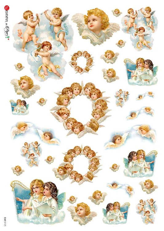 Paper Designs Culture 0125, Angels, Christmas, rounds, wreaths, Choir, Size: A4 - 8.3" X 11.7" Rice Paper for Decoupage