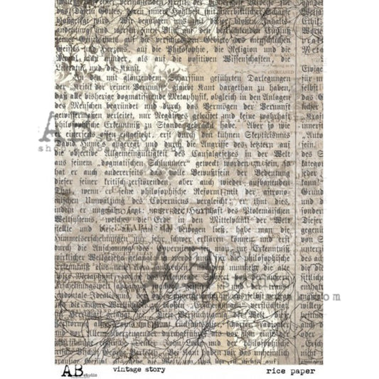 AB Studio Vintage Newspaper Print Rice Paper #0032 Size: A4 - 8.27 X 11.69 inches Rice Paper for Decoupage Imported from Poland
