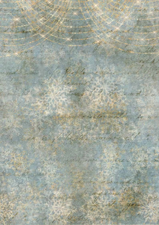 Decoupage Queen, Christmas, Winter, Snowflakes, Background, Wallpaper, Sky Blue, DQRP0057, A4 Rice Paper, Decoupage 8.3" X 11.7" Decoupage Queen