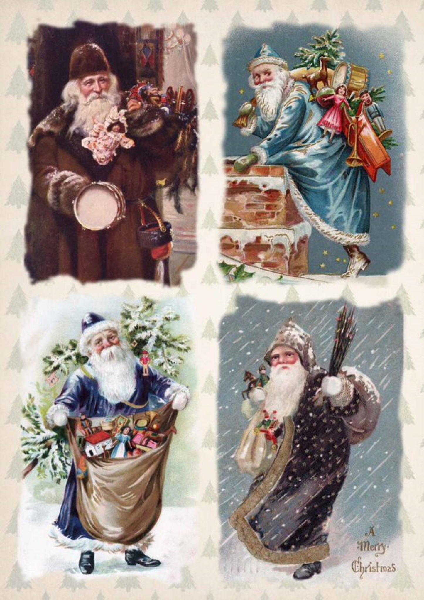 Decoupage Queen Old World Santas Christmas Rice Paper DQRP_0201-A4 8.27 X 11.69 inches