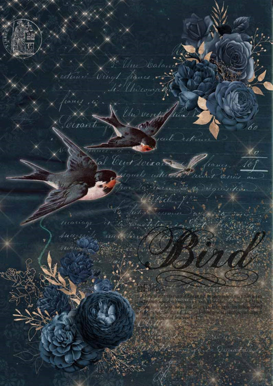 Decoupage Queen Birds in Flight SKU:  DQRP_0093-A4 Rice Paper for Decoupage 8.3" X 11.7"