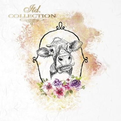 ITD Collection Rice Paper Mini Set for Decoupage RSM008, 6 sheets of rice paper 14,8x14,8 cm, Farm Animals, Cow, Rooster, Hen, goat, dog ITD Collection