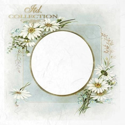 ITD Collection Rice Paper Mini Set for Decoupage RSM040, 6 sheets of rice paper 14,8x14,8 cm, Floral Frames, Spring Flowers, Frames ITD Collection