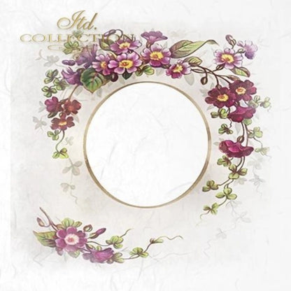 ITD Collection Rice Paper Mini Set for Decoupage RSM040, 6 sheets of rice paper 14,8x14,8 cm, Floral Frames, Spring Flowers, Frames ITD Collection