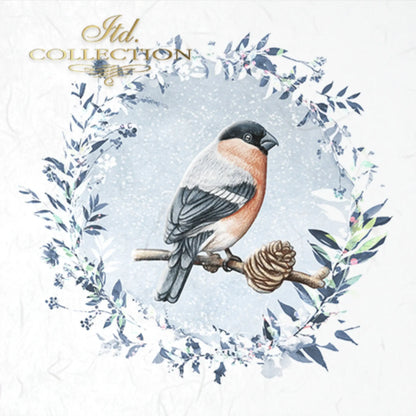 ITD Collection Rice Paper Mini Set for Decoupage RSM049, 6 sheets of rice paper 14,8x14,8 cm, ice, snow, winter birds, Christmas wreaths ITD Collection