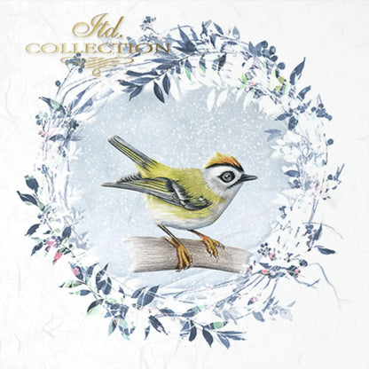 ITD Collection Rice Paper Mini Set for Decoupage RSM050, 6 sheets of rice paper 14,8x14,8 cm, ice, snow, winter birds, Christmas wreaths ITD Collection