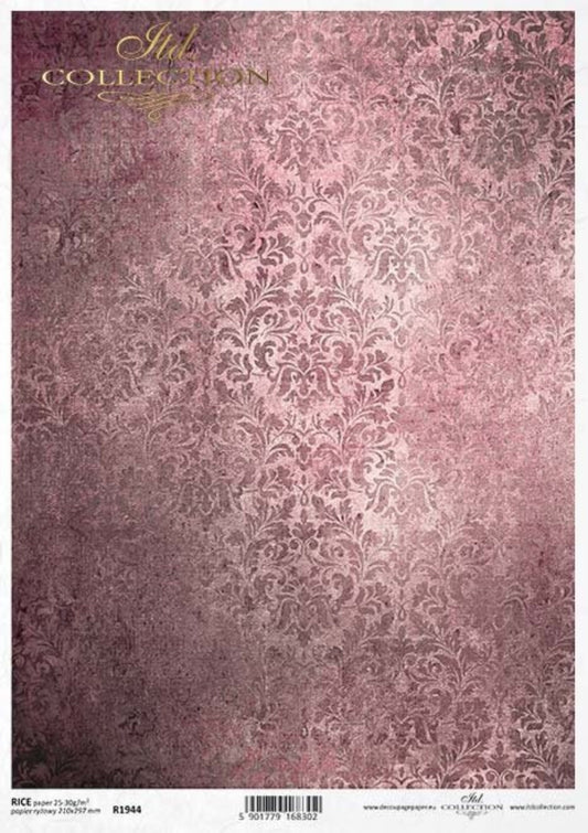 ITD Collection Rice Paper for Decoupage R1944 Size A4 - 210x297 mm, 8.27x11.7 inch, Gothic Series, maroon damask, wallpapers, backgrounds