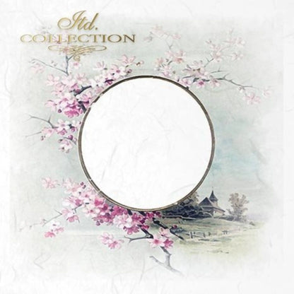 ITD Collection Rice Paper Mini Set for Decoupage RSM040, 6 sheets of rice paper 14,8x14,8 cm, Floral Frames, Spring Flowers, Frames ITD Collection