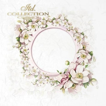 ITD Collection Rice Paper Mini Set for Decoupage RSM040, 6 sheets of rice paper 14,8x14,8 cm, Floral Frames, Spring Flowers, Frames ITD Collection