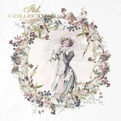 ITD Collection Rice Paper Mini Set for Decoupage RSM042, 6 sheets of rice paper 14,8x14,8 cm, Shabby chic, wreath, vintage, women, Rounds ITD Collection