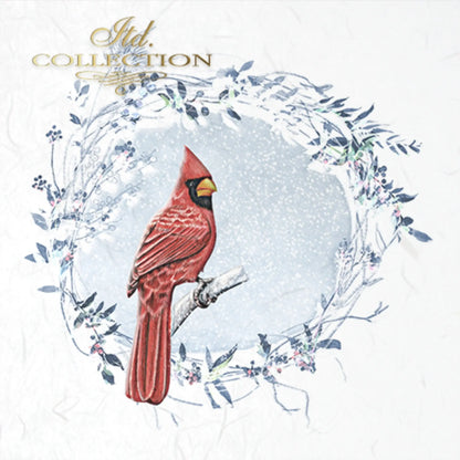 ITD Collection Rice Paper Mini Set for Decoupage RSM049, 6 sheets of rice paper 14,8x14,8 cm, ice, snow, winter birds, Christmas wreaths ITD Collection