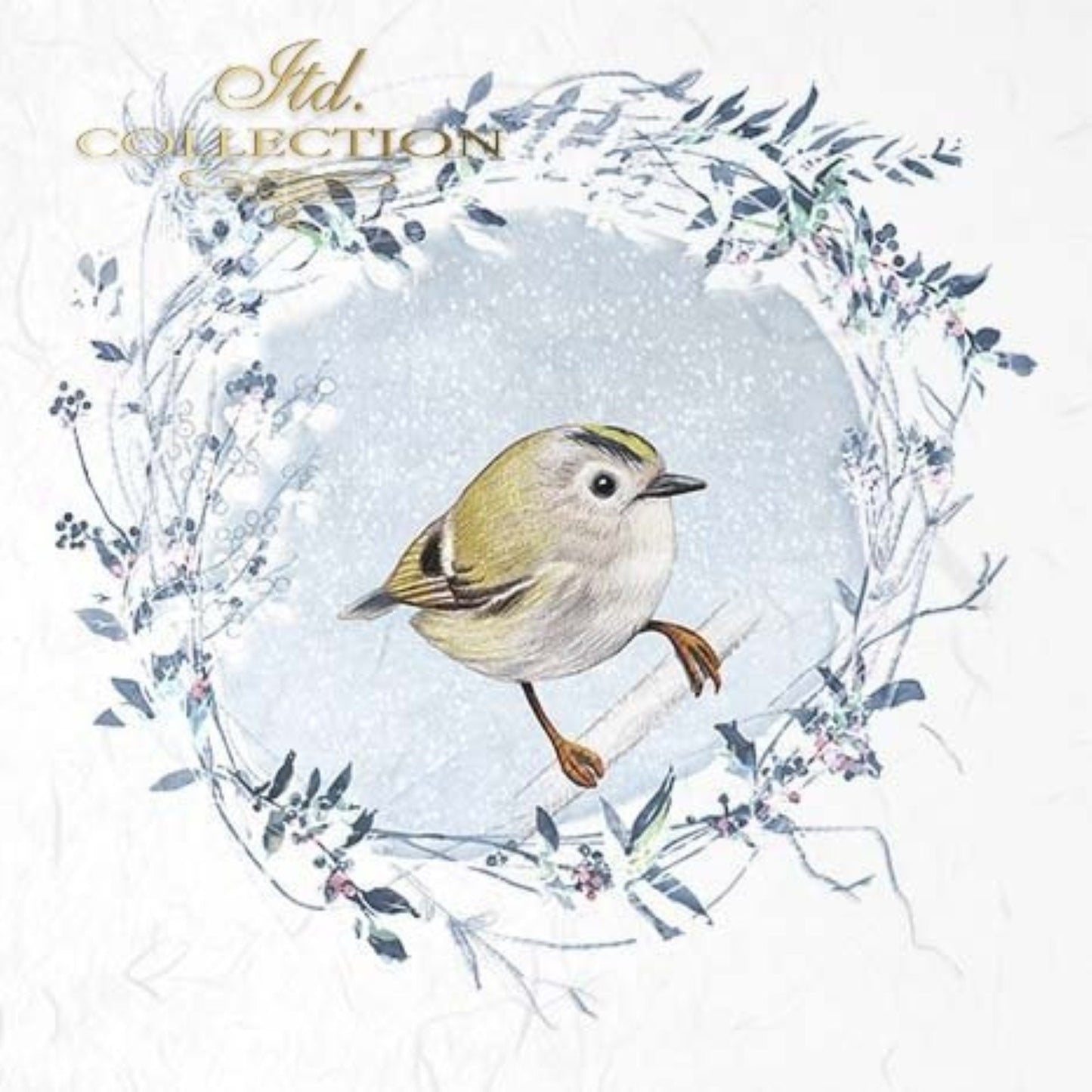 ITD Collection Rice Paper Mini Set for Decoupage RSM050, 6 sheets of rice paper 14,8x14,8 cm, ice, snow, winter birds, Christmas wreaths