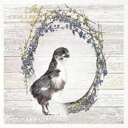 ITD Collection Rice Paper Mini Set for Decoupage RSM056, 6 sheets of rice paper 14,8x14,8 cm, hens and roosters, Wreaths, Farm Animals ITD Collection