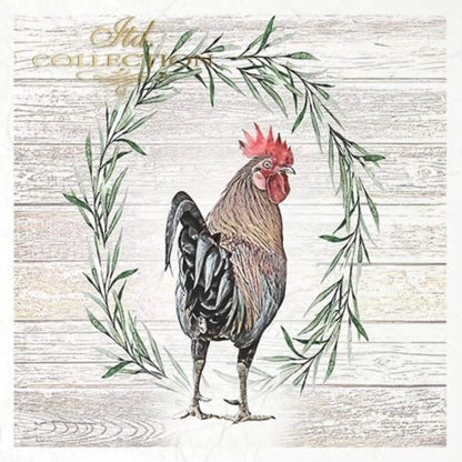 ITD Collection Rice Paper Mini Set for Decoupage RSM056, 6 sheets of rice paper 14,8x14,8 cm, hens and roosters, Wreaths, Farm Animals ITD Collection
