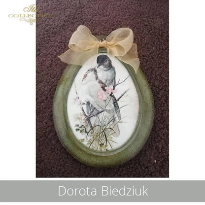 ITD Collection Rice Paper for Decoupage R1174, Size A4 - 210x297 mm, 8.27x11.7 inch, birds, flowers, lilacs, love birds ITD Collection