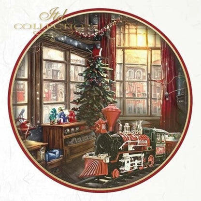 ITD Collection Rice Paper Mini Set for Decoupage RSM063, 6 sheets of rice paper 14,8x14,8 cm, Christmas, Tree, toys, mascots, teddy bears ITD Collection