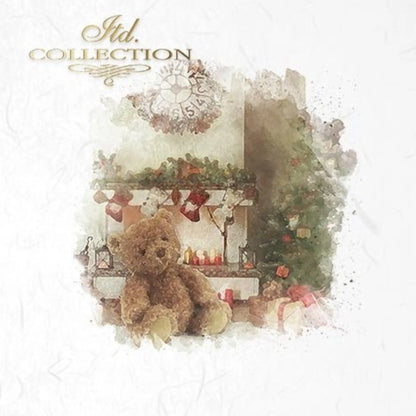 ITD Collection, Rice Paper, Mini Set, Decoupage RSM025, 6 sheets, 14,8x14,8 cm, Teddy bears, Christmas tree, Christmas Toys ITD Collection
