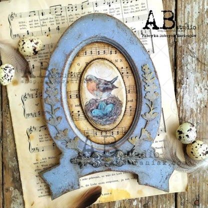 AB Studio Shabby Chic, birds, nests, spring, eggs, 0560 Size: A4 - 8.27 X 11.69 inches Rice Paper for Decoupage Imported from Poland AB Studio