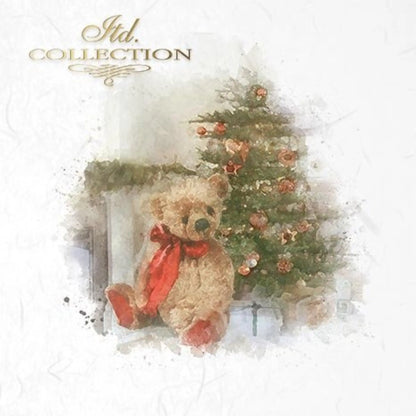 ITD Collection, Rice Paper, Mini Set, Decoupage RSM025, 6 sheets, 14,8x14,8 cm, Teddy bears, Christmas tree, Christmas Toys ITD Collection