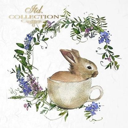 ITD Collection Rice Paper Mini Set for Decoupage RSM039, 6 sheets of rice paper 14,8x14,8 cm, bunny, chic, Easter Rounds, Wreaths ITD Collection