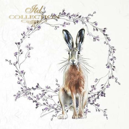 ITD Collection Rice Paper Mini Set for Decoupage RSM051, 6 sheets of rice paper 14,8x14,8 cm, bunny, chic, Easter Rounds, Wreaths ITD Collection