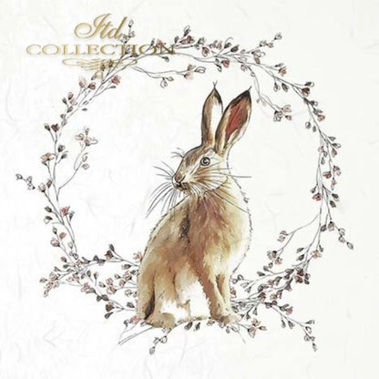 ITD Collection Rice Paper Mini Set for Decoupage RSM051, 6 sheets of rice paper 14,8x14,8 cm, bunny, chic, Easter Rounds, Wreaths ITD Collection