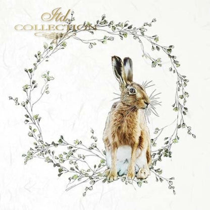 ITD Collection Rice Paper Mini Set for Decoupage RSM051, 6 sheets of rice paper 14,8x14,8 cm, bunny, chic, Easter Rounds, Wreaths ITD Collection