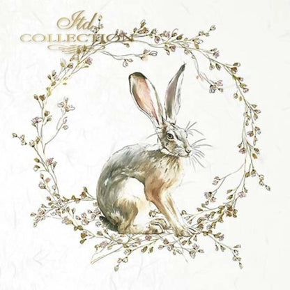 ITD Collection Rice Paper Mini Set for Decoupage RSM051, 6 sheets of rice paper 14,8x14,8 cm, bunny, chic, Easter Rounds, Wreaths ITD Collection