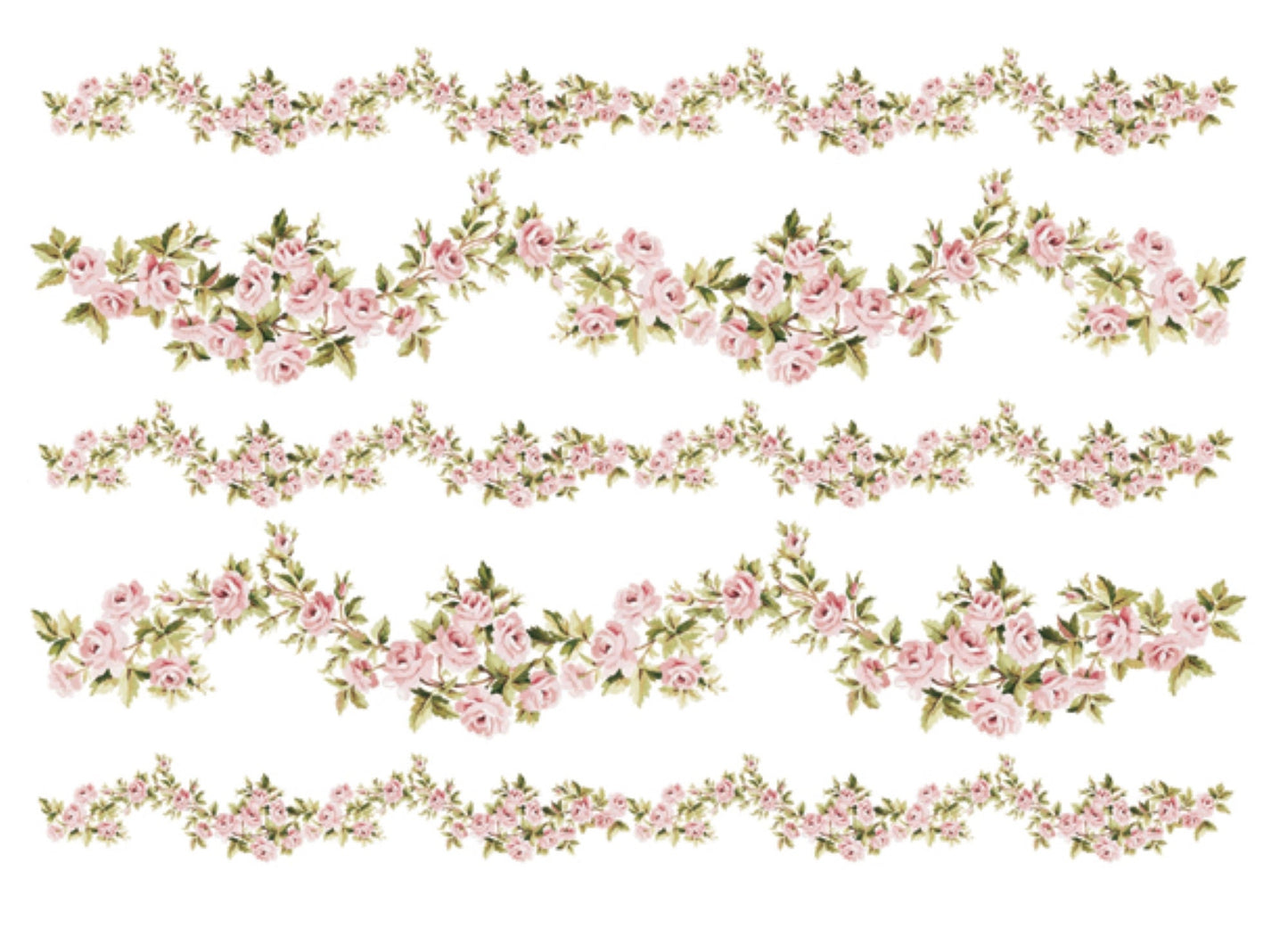 Calambour Italian Design, PAU Collection, Roses Garland, Vines, Borders, PAU 75, Rice Paper Decoupage 34 x 49 cm 13.5 x 19.5 in