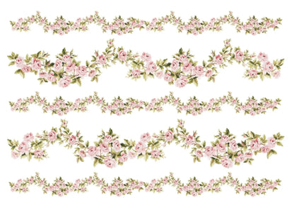 Calambour Italian Design, PAU Collection, Roses Garland, Vines, Borders, PAU 75, Rice Paper Decoupage 34 x 49 cm 13.5 x 19.5 in Calambour
