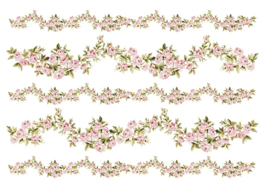 Calambour Italian Design, PAU Collection, Roses Garland, Vines, Borders, PAU 75, Rice Paper Decoupage 34 x 49 cm 13.5 x 19.5 in Calambour