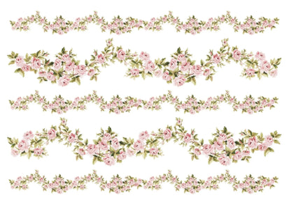 Calambour Italian Design, PAU Collection, Roses Garland, Vines, Borders, PAU 75, Rice Paper Decoupage 34 x 49 cm 13.5 x 19.5 in Calambour