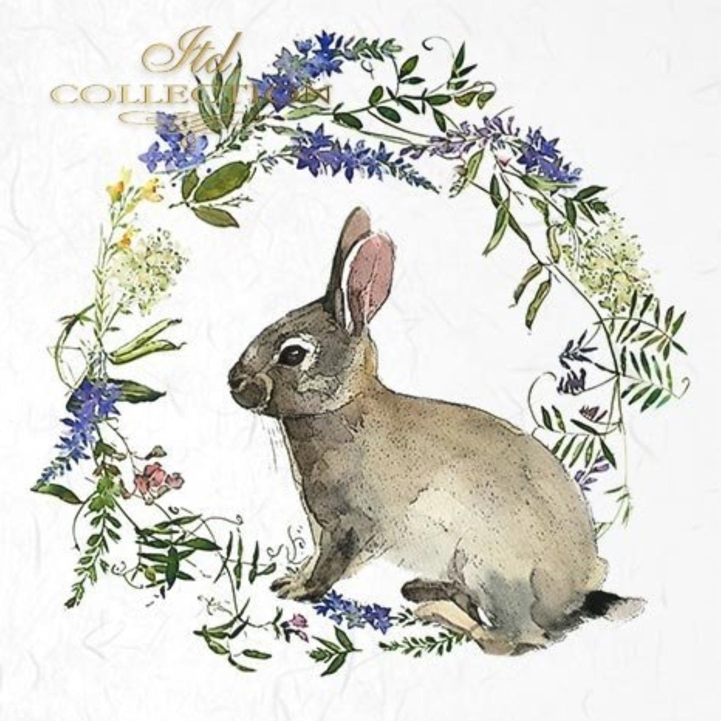 ITD Collection Rice Paper Mini Set for Decoupage RSM039, 6 sheets of rice paper 14,8x14,8 cm, bunny, chic, Easter Rounds, Wreaths