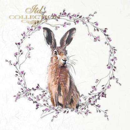 ITD Collection Rice Paper Mini Set for Decoupage RSM051, 6 sheets of rice paper 14,8x14,8 cm, bunny, chic, Easter Rounds, Wreaths ITD Collection