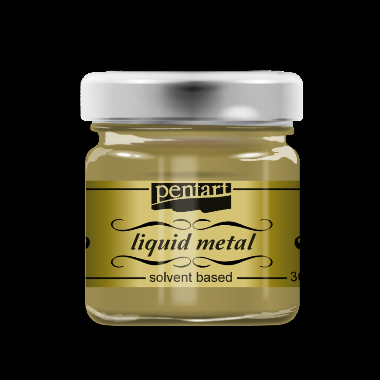 Pentart, Liquid Metal, Gold, Silver, Copper, Metallic, Shiny, 30 ml, paint, solvent based