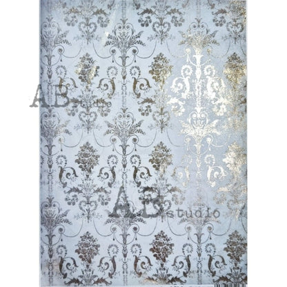 AB Studio Shabby Chic Vintage Style Gold Gilded Rice Paper for Decoupage, Wallpaper, Background, 1536, A4  8.27 X 11.69 Imported Poland AB Studio