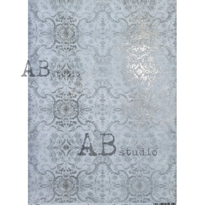AB Studio Shabby Chic Vintage Style Gold Gilded Rice Paper for Decoupage, Wallpaper, Background, 1517, A4  8.27 X 11.69 Imported Poland AB Studio