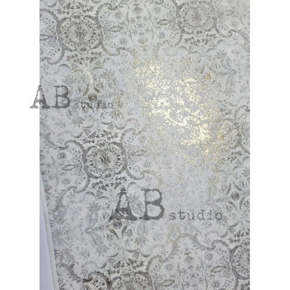 AB Studio Shabby Chic Vintage Style Gold Gilded Rice Paper for Decoupage, Wallpaper, Background, 1517, A4  8.27 X 11.69 Imported Poland AB Studio
