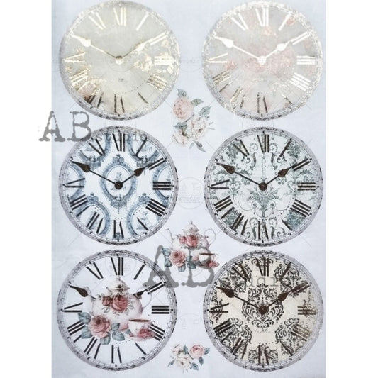 AB Studio Gold Color Gilded Rice Paper for Decoupage, Clocks, Flowers, Rounds, A4 1505, 8.27 X 11.69" Imported Poland