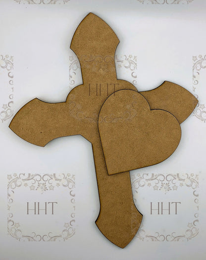 Laser Cut MDF, Memory, Cross, Blank, Base, Overlay Heart, Plaque, Decoupage, Mixed Media, Crafts,  11" x 8.75" Handcrafted Holiday Traditions