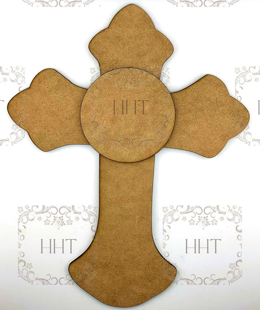 Laser Cut MDF, Cross, Blank, Base, Circle overlay, Plaque 2 pc, Decoupage, Mixed Media, 30cm x 24cm, 12 x 9.5 inches, 1/8 inch, 3mm thick