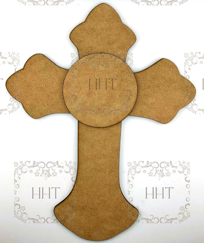 Laser Cut MDF, Cross, Blank, Base, Circle overlay, Plaque 2 pc, Decoupage, Mixed Media, 30cm x 24cm, 12 x 9.5 inches, 1/8 inch, 3mm thick Handcrafted Holiday Traditions