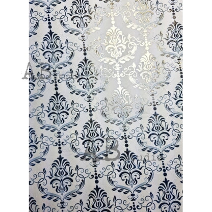 AB Studio Shabby Chic Blue Brocade Gold Gilded Rice Paper for Decoupage, Wallpaper, Background, 1574, A4  8.27 X 11.69 Imported Poland AB Studio