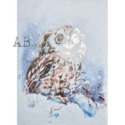 AB Studio Gold Color Gilded Rice Paper for Decoupage, Baby, Owl, Portrait, A4 1572, 8.27 X 11.69" Imported Poland AB Studio